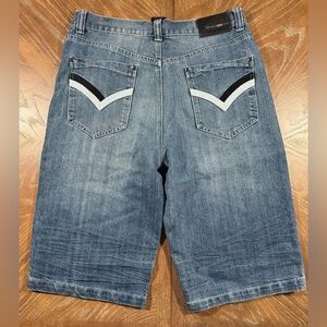 Raw Blue Jean Shorts Jorts Size 34x14 Baggy Long Y2K Grunge jnco Style‎